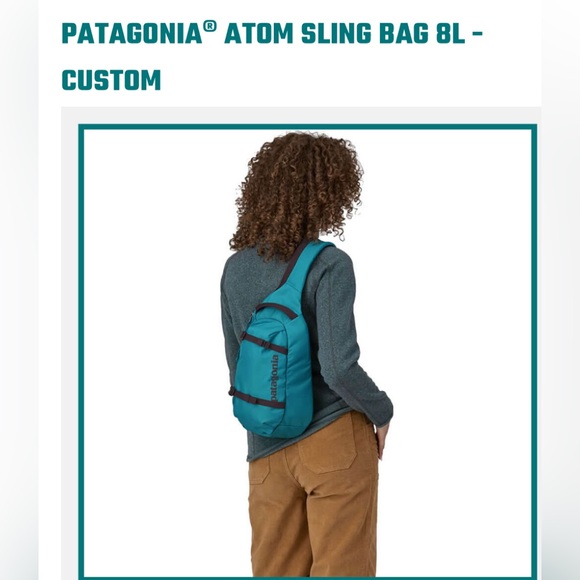 Patagonia’s 8L Atom Sling bag NEW with tags in print turquoise blue - Picture 2 of 11